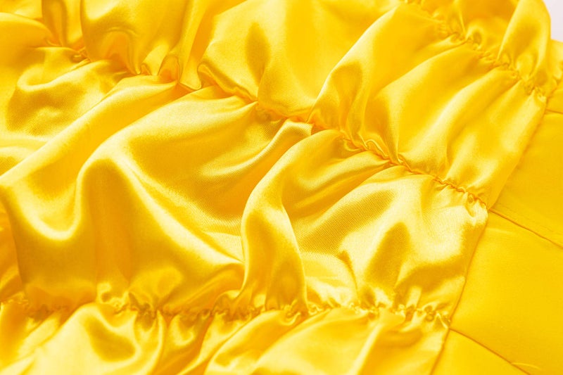 Funna Princess Costume Layered Dress Off Shoulder for Girls Dress Up with Accessories Yellow, 6 Years - Image 4